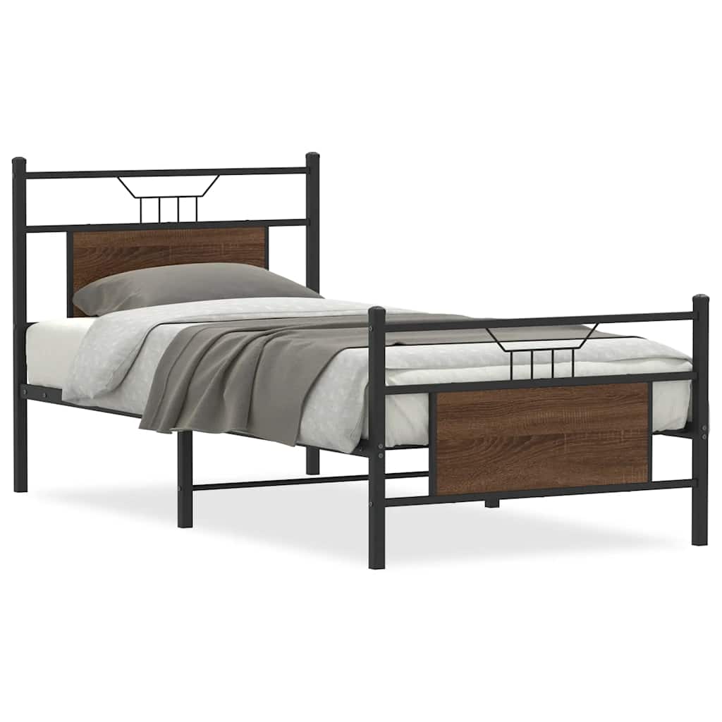 sengeramme 90x190 cm uden madras konstrueret træ brunt eg