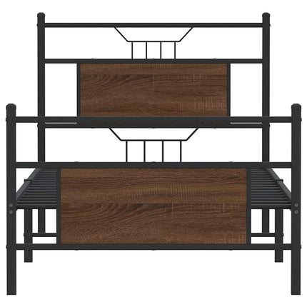 sengeramme 90x190 cm uden madras konstrueret træ brunt eg