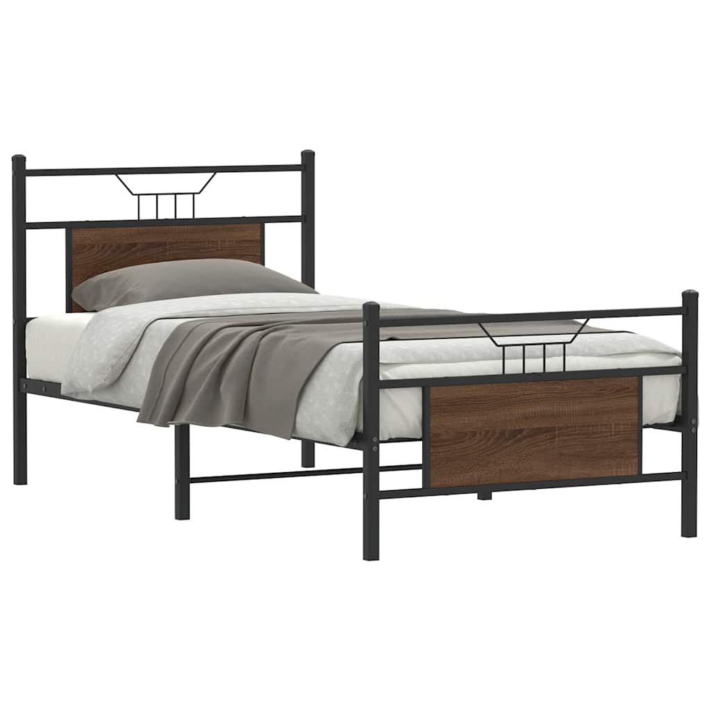 sengeramme 90x190 cm uden madras konstrueret træ brunt eg