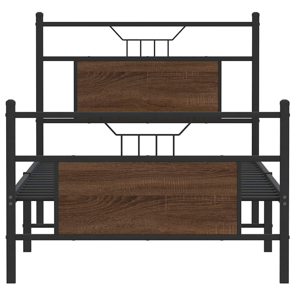 sengeramme 90x200 cm uden madras konstrueret træ brunt eg
