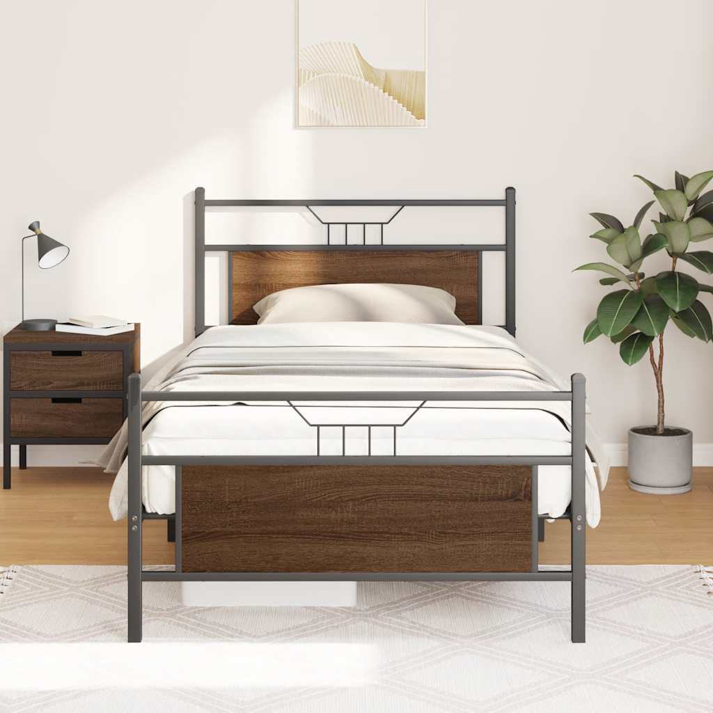 sengeramme uden madras 107x203 cm konstrueret træ brunt eg
