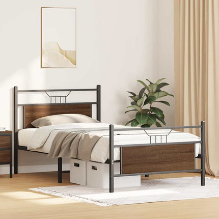 sengeramme uden madras 107x203 cm konstrueret træ brunt eg