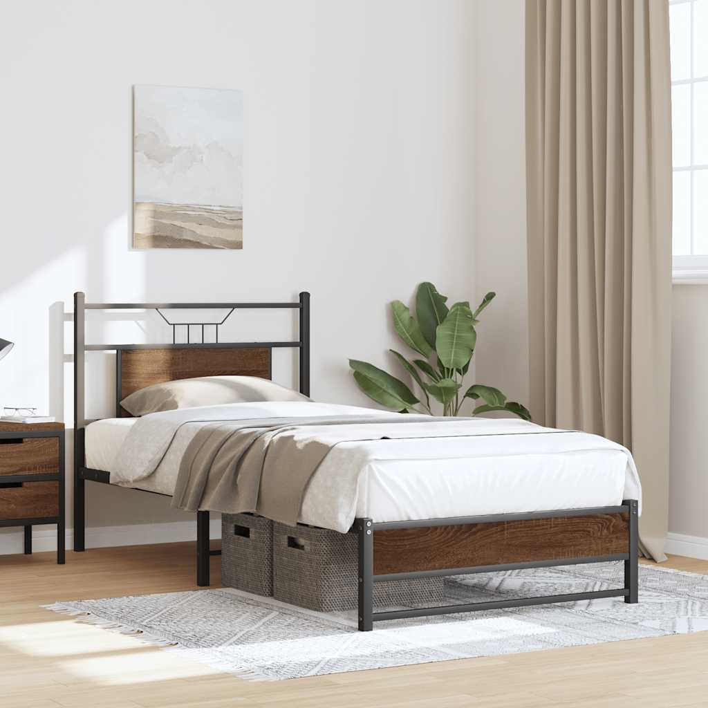 sengeramme 90x190 cm uden madras konstrueret træ brunt eg