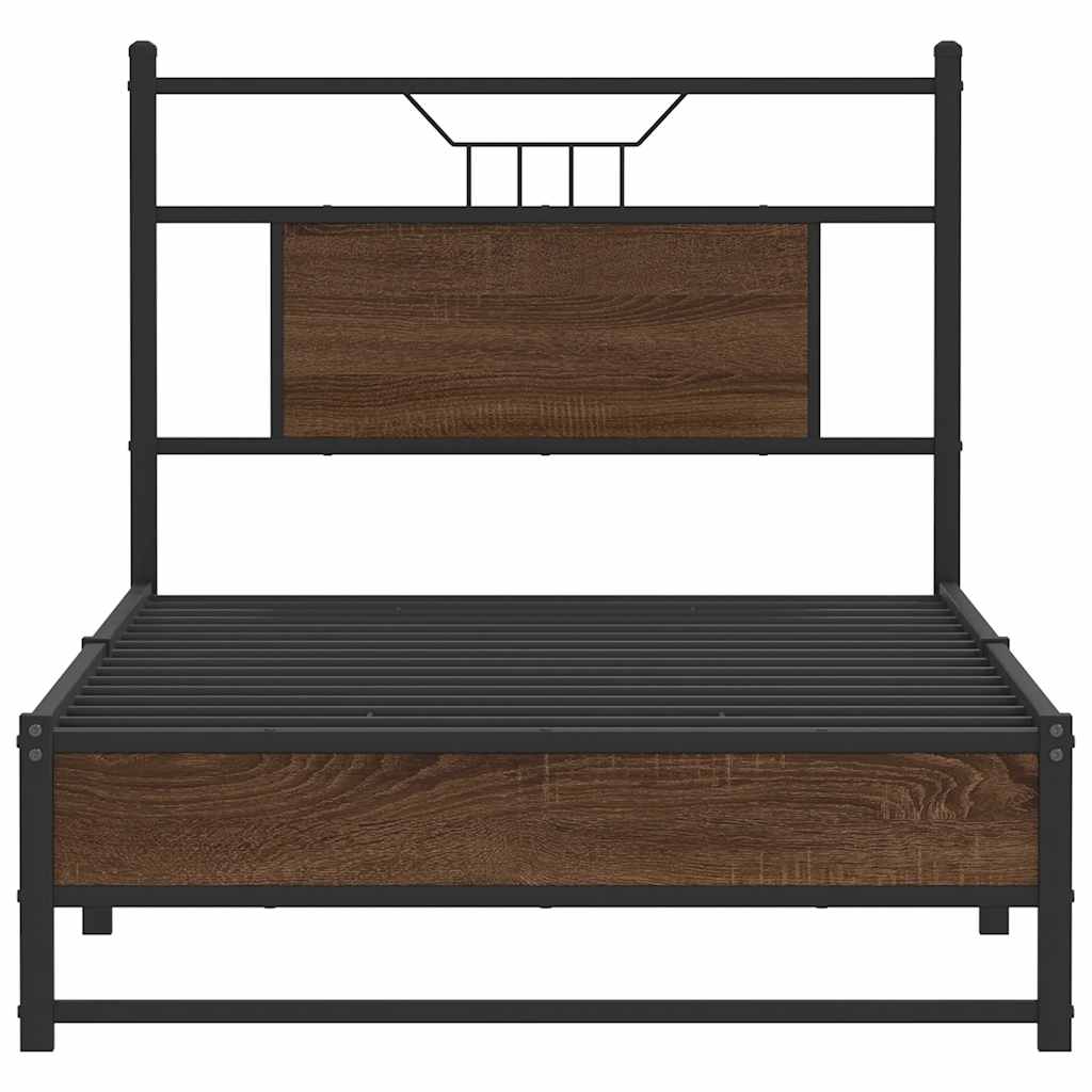 sengeramme 90x190 cm uden madras konstrueret træ brunt eg