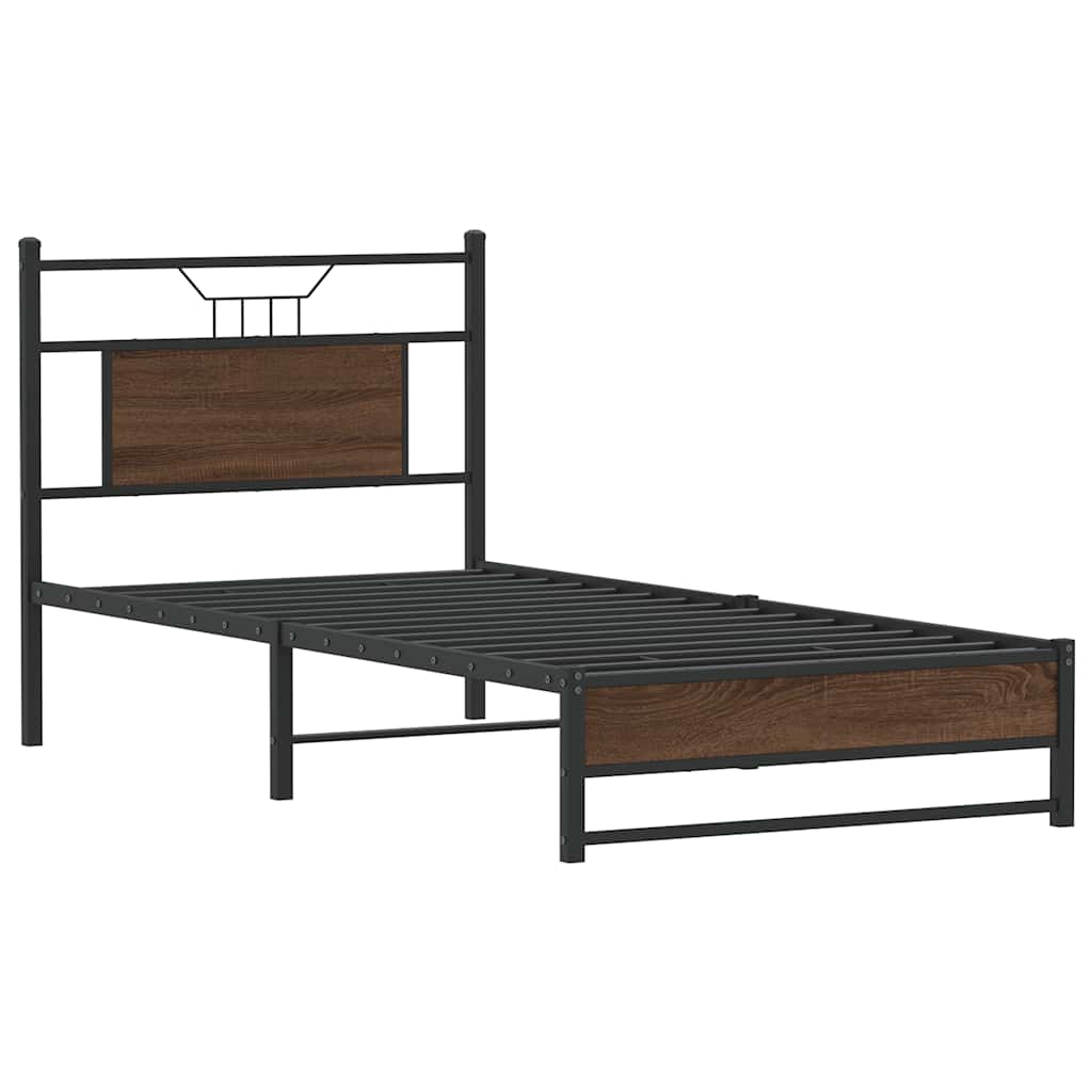 sengeramme 90x200 cm uden madras konstrueret træ brunt eg