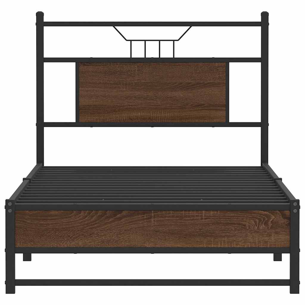 sengeramme 90x200 cm uden madras konstrueret træ brunt eg