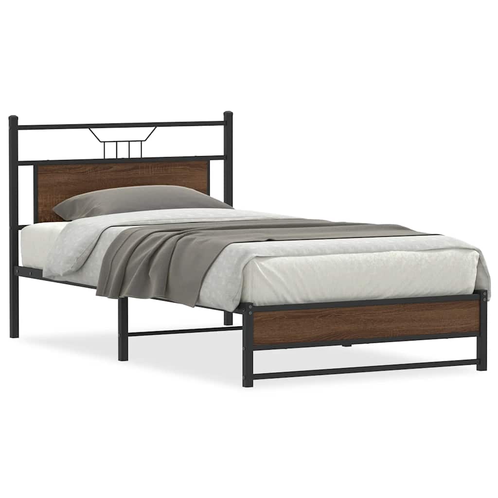sengeramme 100x190 cm uden madras konstrueret træ brunt eg