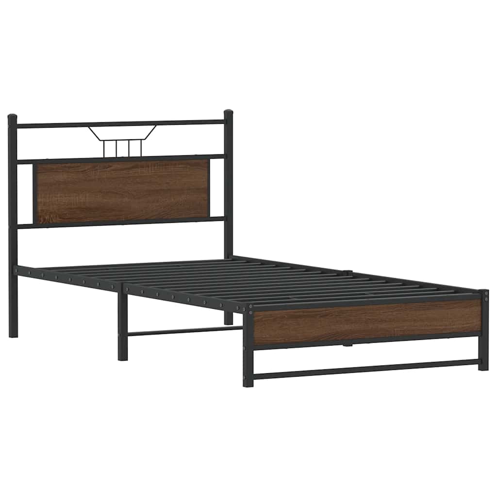 sengeramme 100x200 cm uden madras konstrueret træ brunt eg