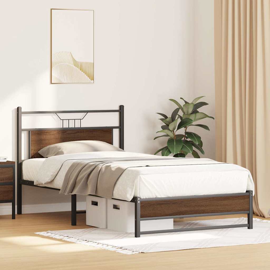 sengeramme 100x200 cm uden madras konstrueret træ brunt eg