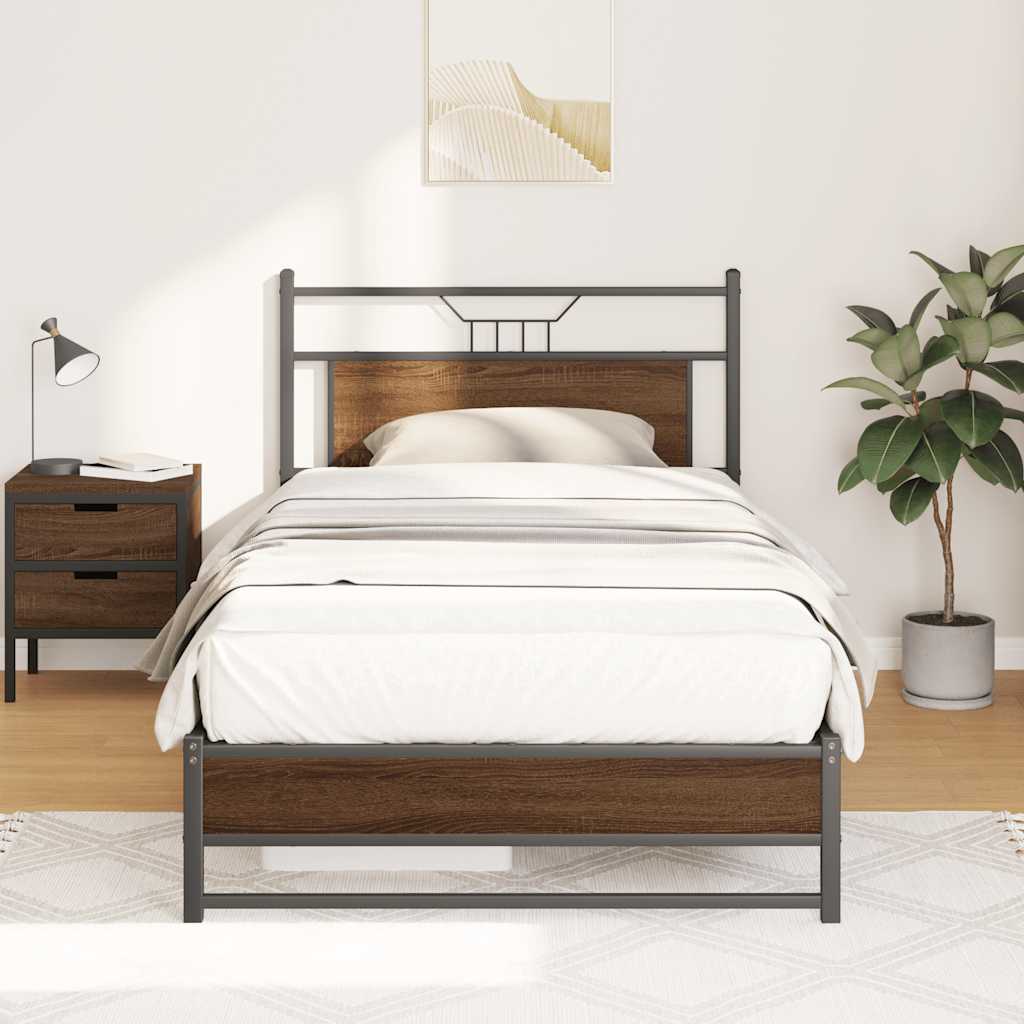 sengeramme 100x200 cm uden madras konstrueret træ brunt eg