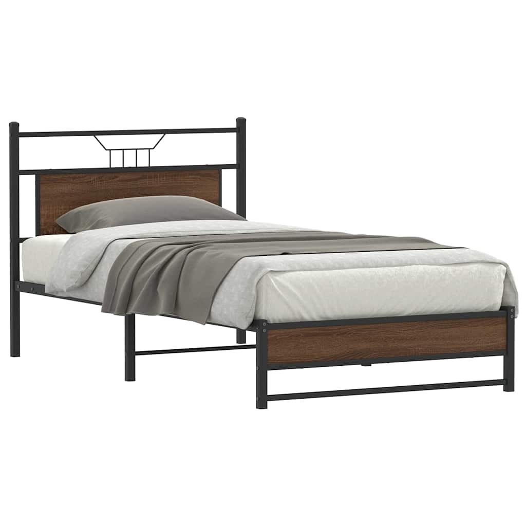 sengeramme 100x200 cm uden madras konstrueret træ brunt eg