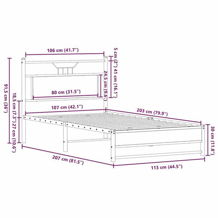 sengeramme uden madras 107x203 cm konstrueret træ brunt eg