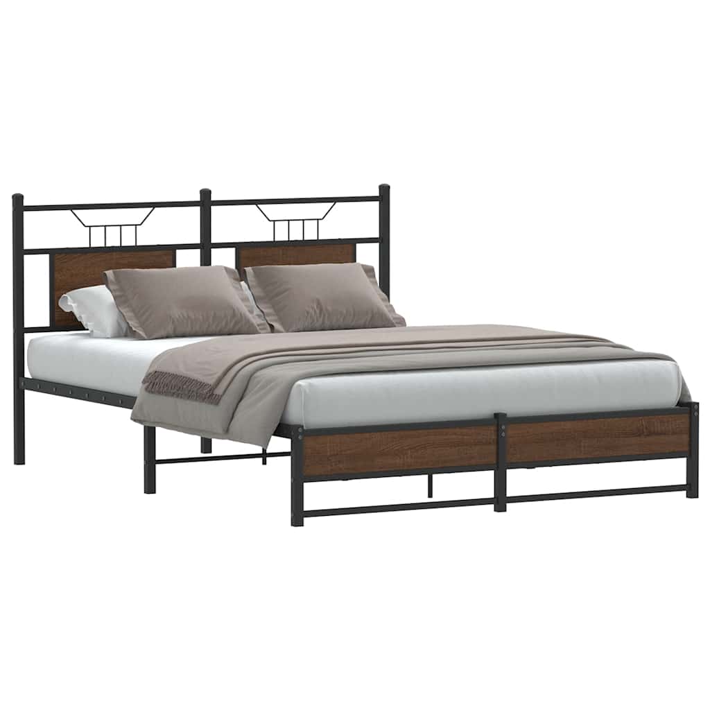 sengeramme 140x190 cm uden madras konstrueret træ brunt eg