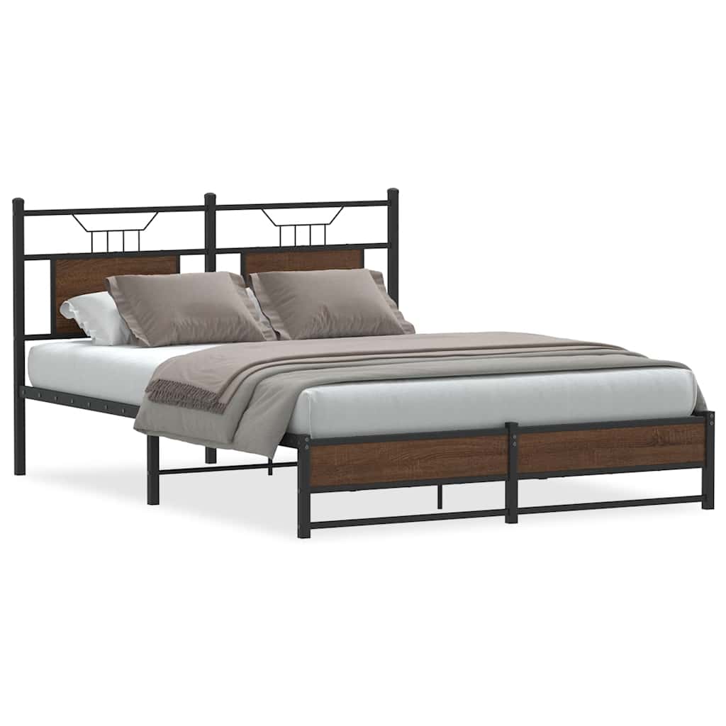 sengeramme 140x200 cm uden madras konstrueret træ brunt eg