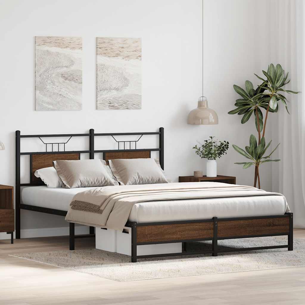 sengeramme 150x200 cm uden madras konstrueret træ brunt eg