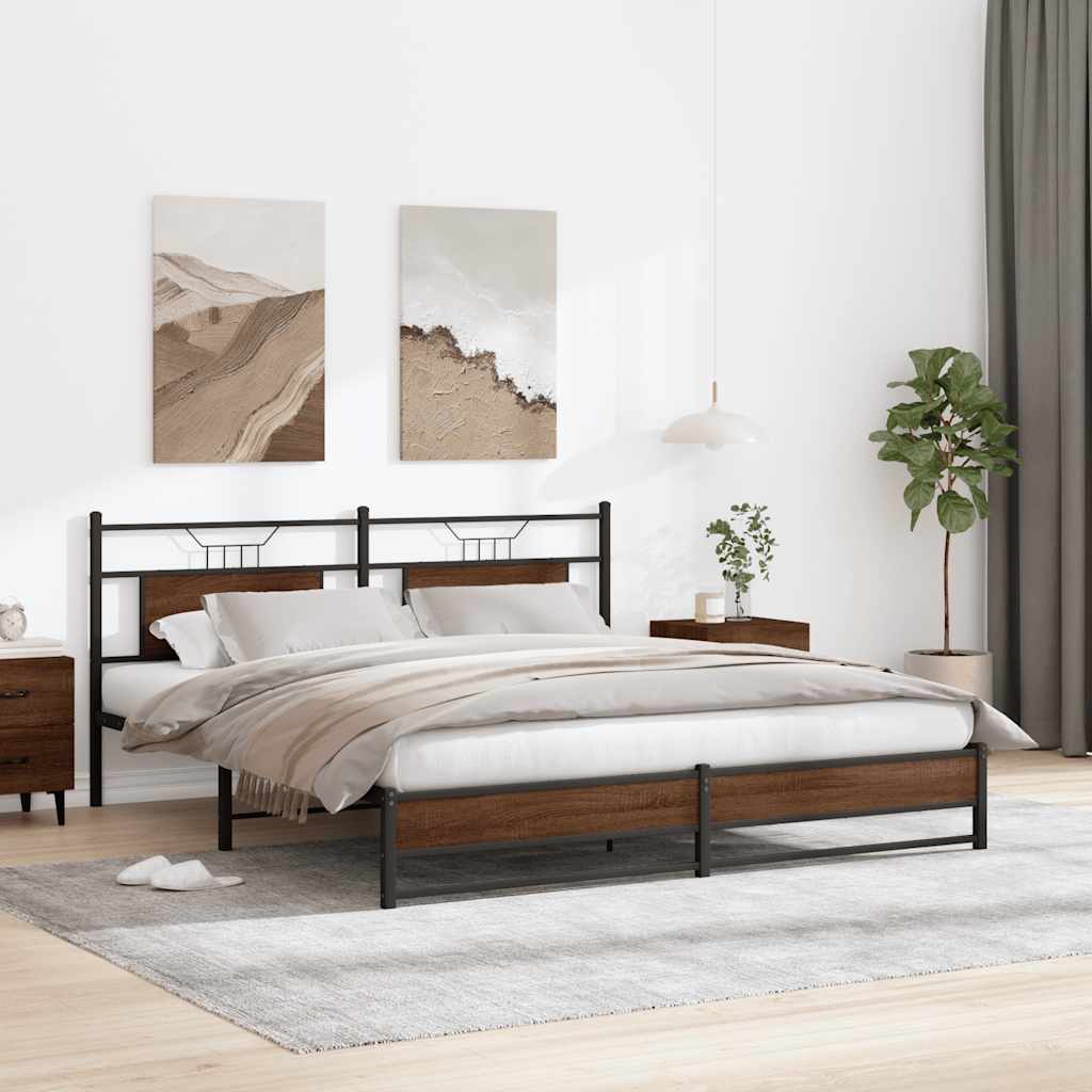 sengeramme 160x200 cm uden madras konstrueret træ brunt eg