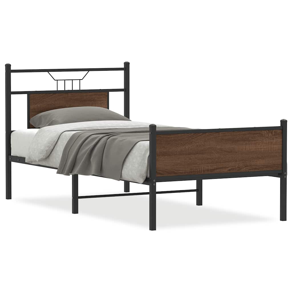 sengeramme 75x190 cm uden madras konstrueret træ brunt eg