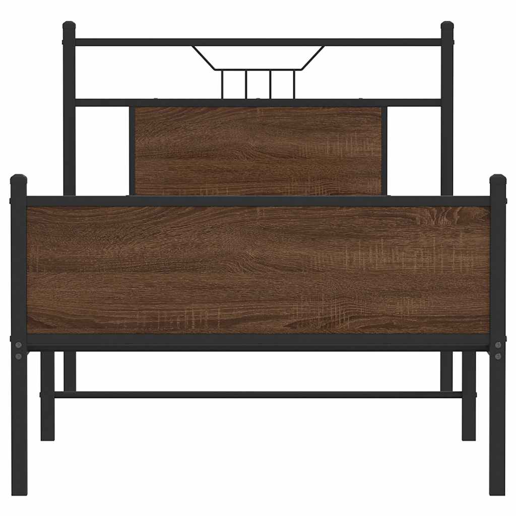 sengeramme 80x200 cm uden madras konstrueret træ brunt eg