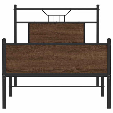 sengeramme 90x190 cm uden madras konstrueret træ brunt eg