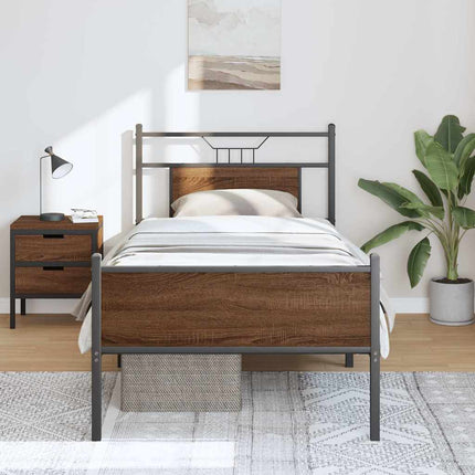 sengeramme 90x200 cm uden madras konstrueret træ brunt eg