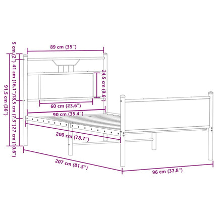 sengeramme 90x200 cm uden madras konstrueret træ brunt eg