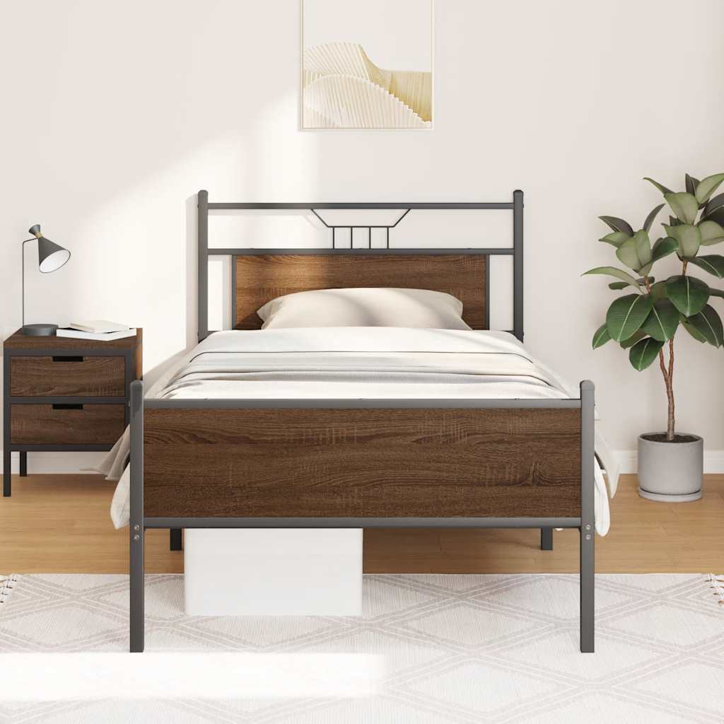 sengeramme 100x190 cm uden madras konstrueret træ brunt eg