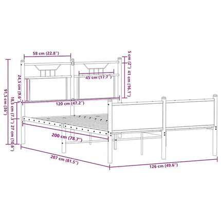 sengeramme 120x200 cm uden madras konstrueret træ brunt eg