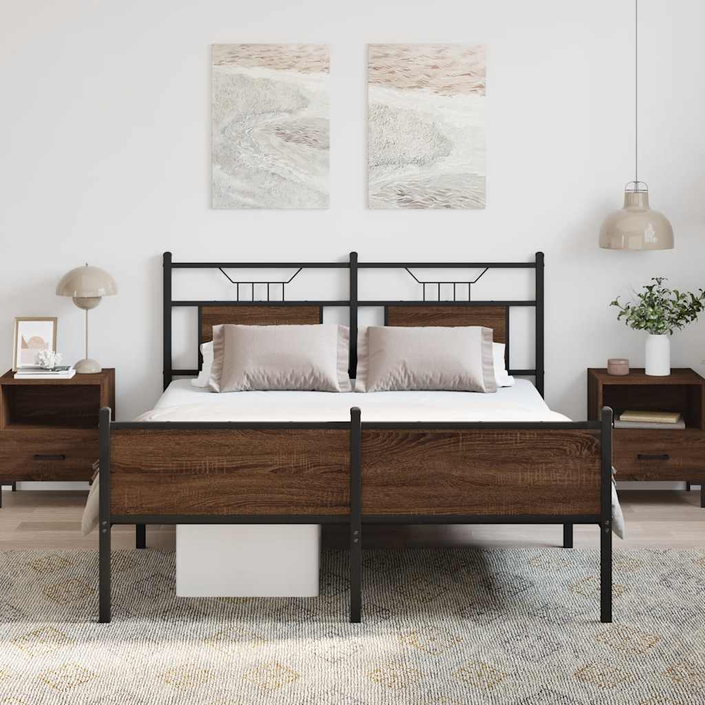 sengeramme 140x200 cm uden madras konstrueret træ brunt eg