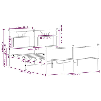 sengeramme 150x200 cm uden madras konstrueret træ brunt eg