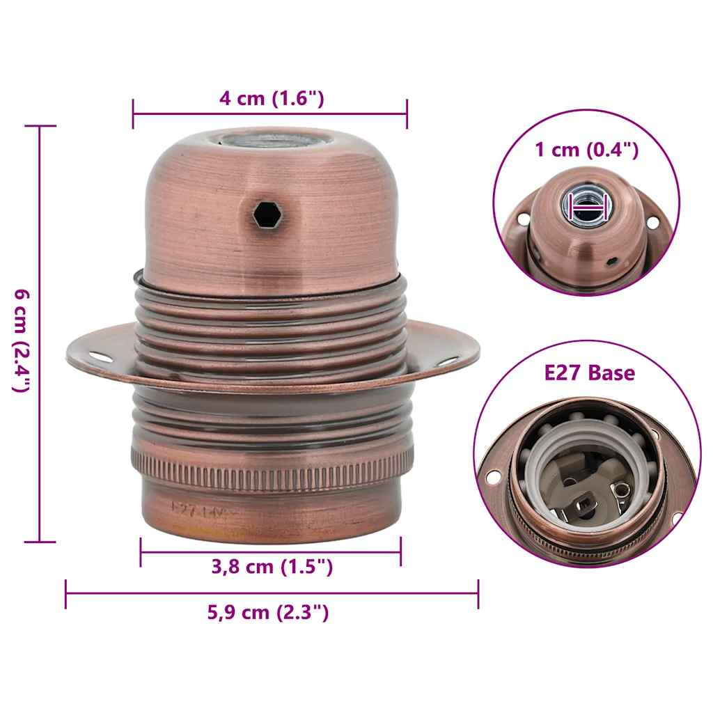 lampeholdere 2 stk rød bronze E27