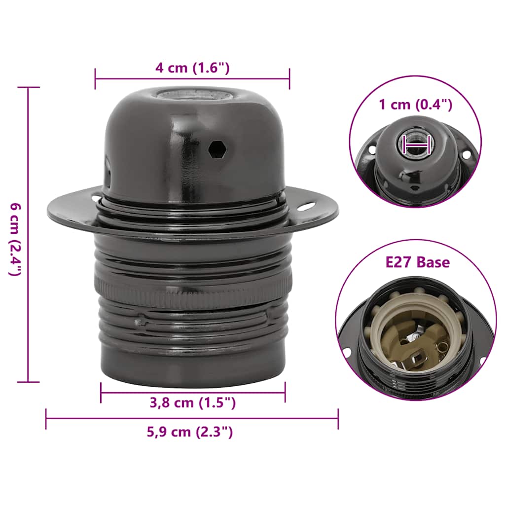 lampeholdere 2 stk blank sort E27