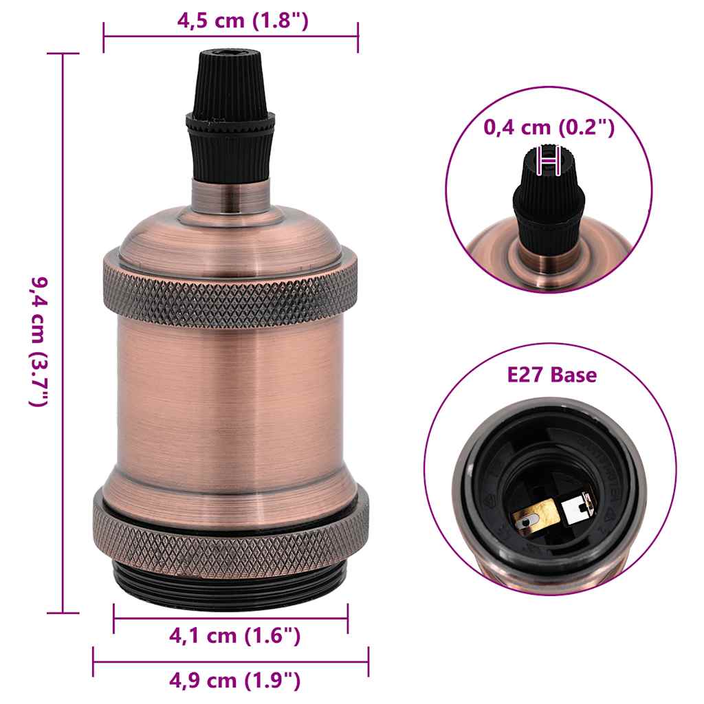 lampeholdere 2 stk rød bronze E27