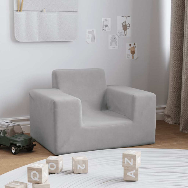 sofa til børn blødt plys lysegrå