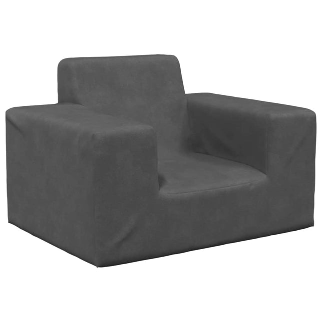sofa til børn blødt plys antracitgrå
