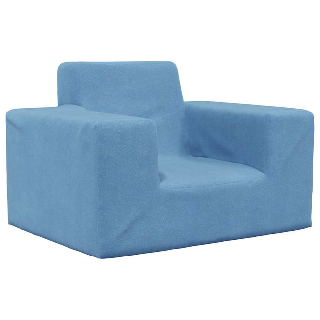 sofa til børn blødt plys blå