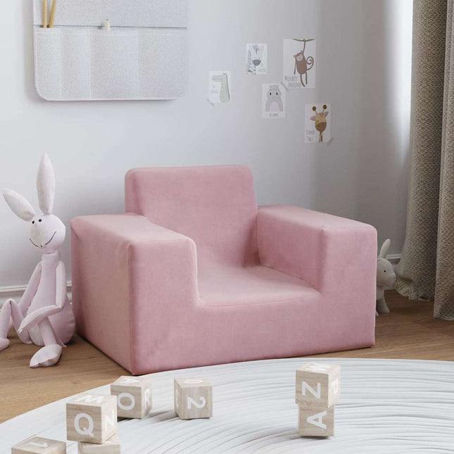 sofa til børn blødt plys lyserød