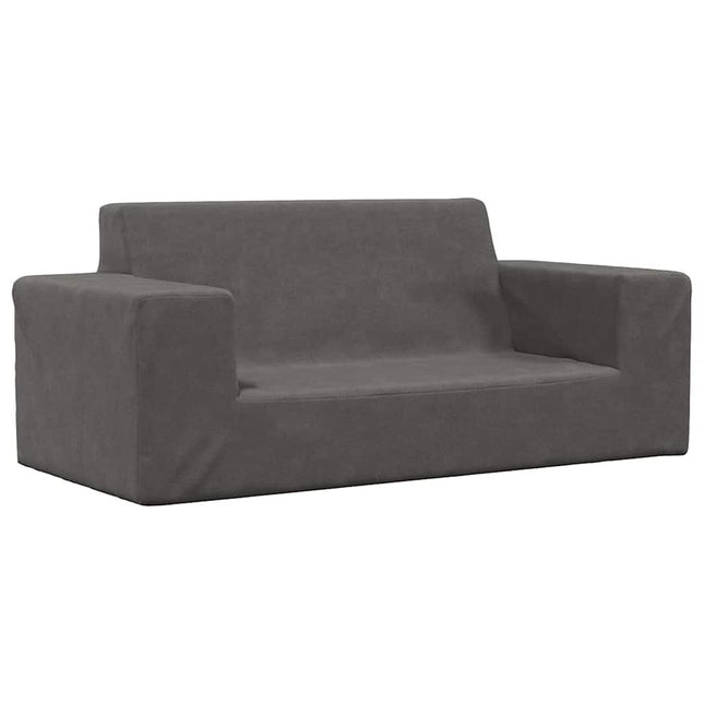 2-personers sofa til børn blødt plys antracitgrå