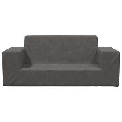 2-personers sofa til børn blødt plys antracitgrå