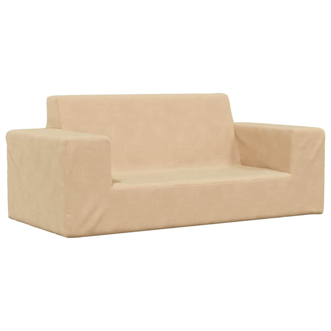 2-personers sofa til børn blødt plys cremefarvet