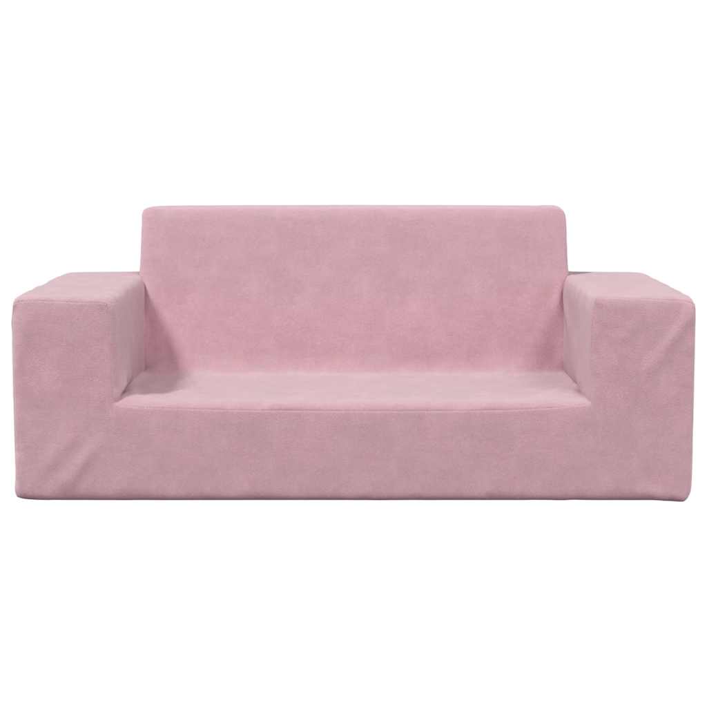 2-personers sofa til børn blødt plys pink