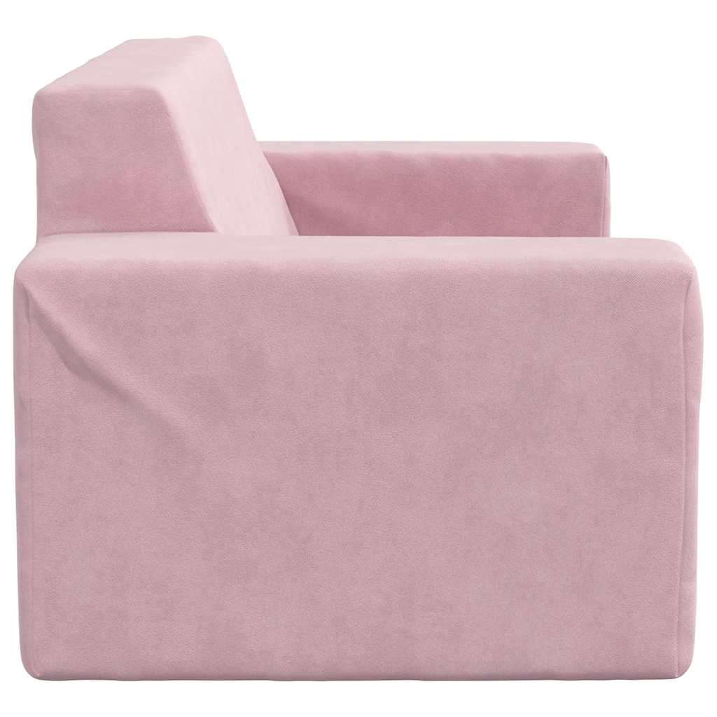 2-personers sofa til børn blødt plys pink