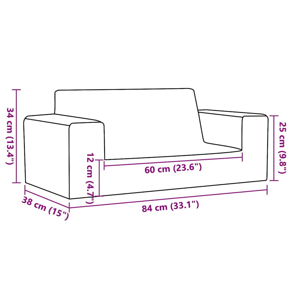 2-personers sofa til børn blødt plys pink