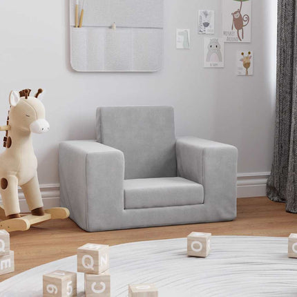 sofaseng til børn blødt plys lysegrå
