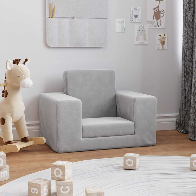 sofaseng til børn blødt plys lysegrå