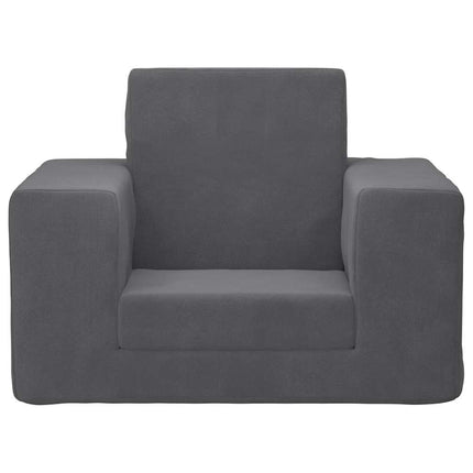 sofaseng til børn blødt plys antracitgrå