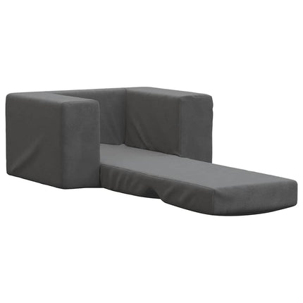 sofaseng til børn blødt plys antracitgrå