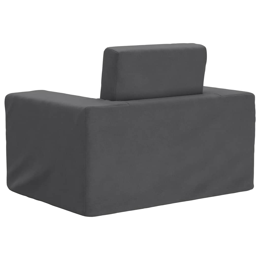 sofaseng til børn blødt plys antracitgrå