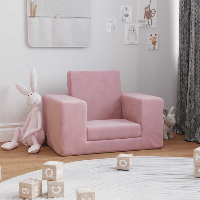 sofaseng til børn blødt plys lyserød