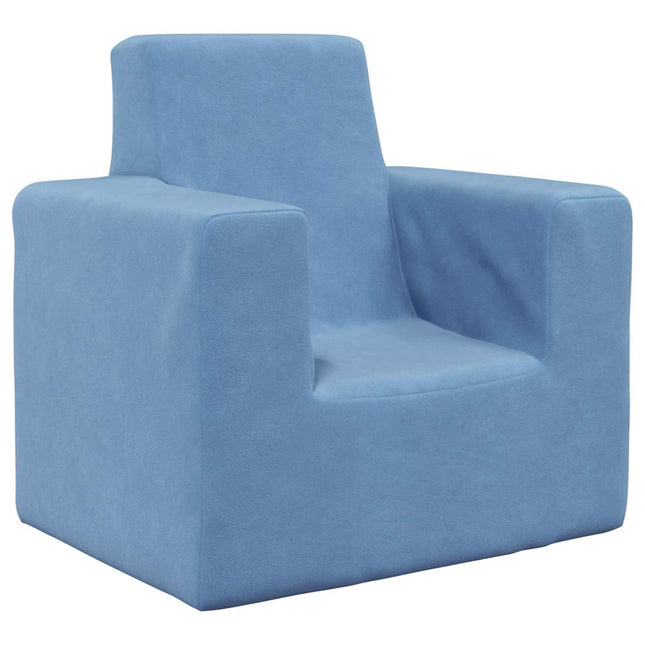 sofa til børn blødt plys blå