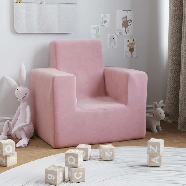 sofa til børn blødt plys lyserød